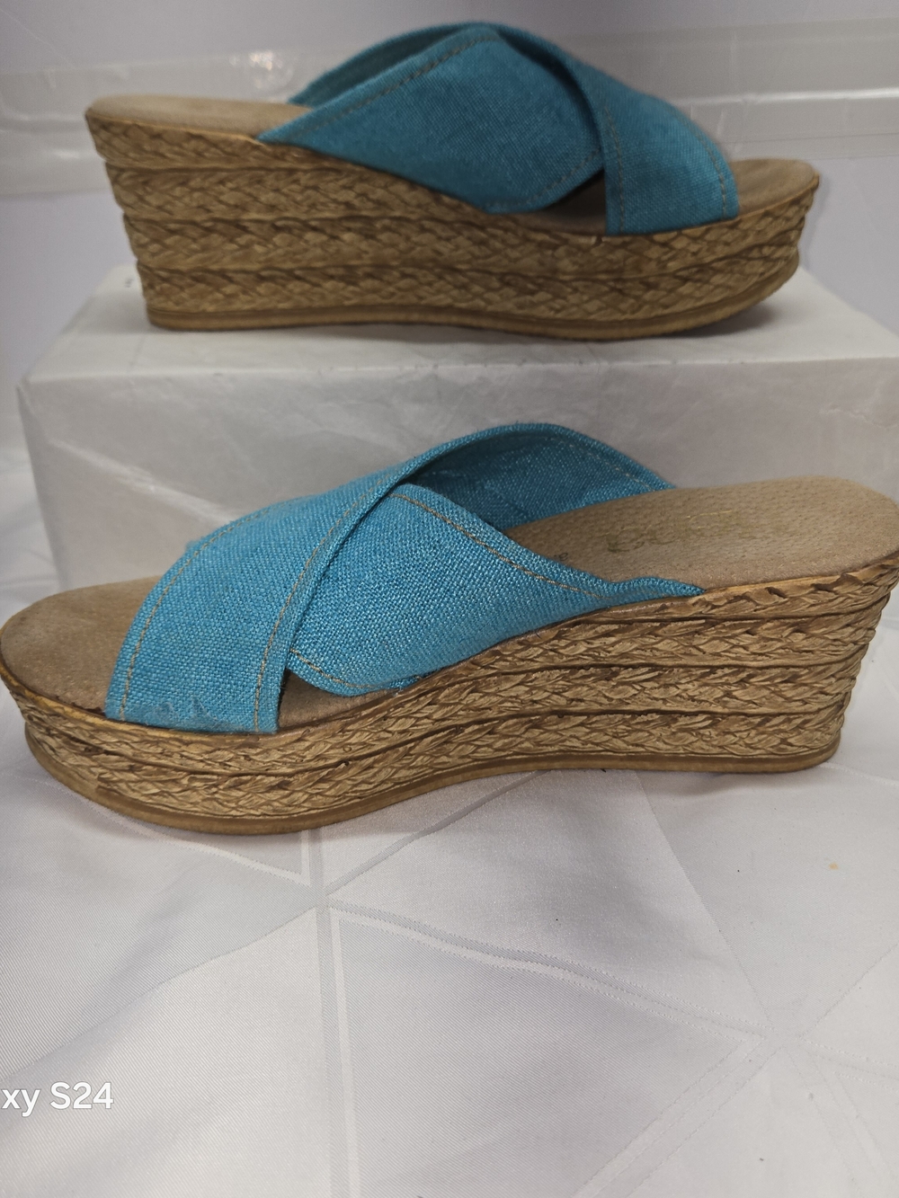 REBA Women’s Turquoise Wedge Slide Sandals - Stylish Summer Comfort SIZE 8